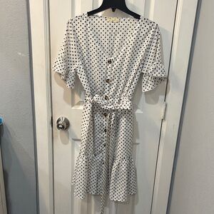 Gaze Monochrome Polka Dot Midi Dress